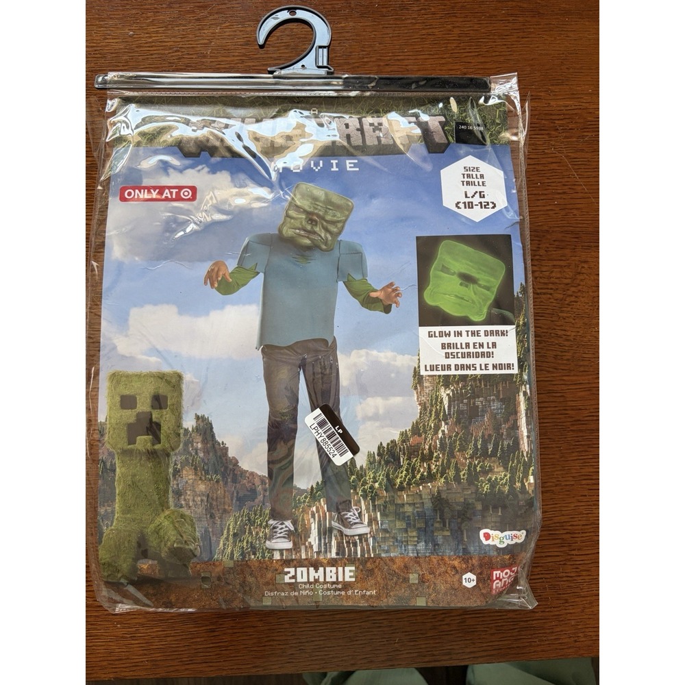 Minecraft Zombie Costume Kids Large 10-12 Glow in Dark Mask Target Exclusive